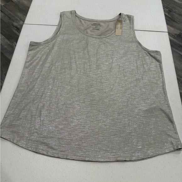 NWT Chico’s Ultimate Tee Tank Cotton Blend Slub Silver Foil Size 16 (Chico’s 3) - Picture 1 of 9